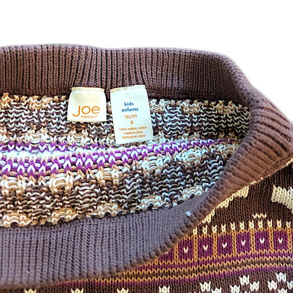 Joe Fresh Mini Skirt Knit Pull On Stretch Geometric Print Brown Girls Size 8 - Picture 3 of 3